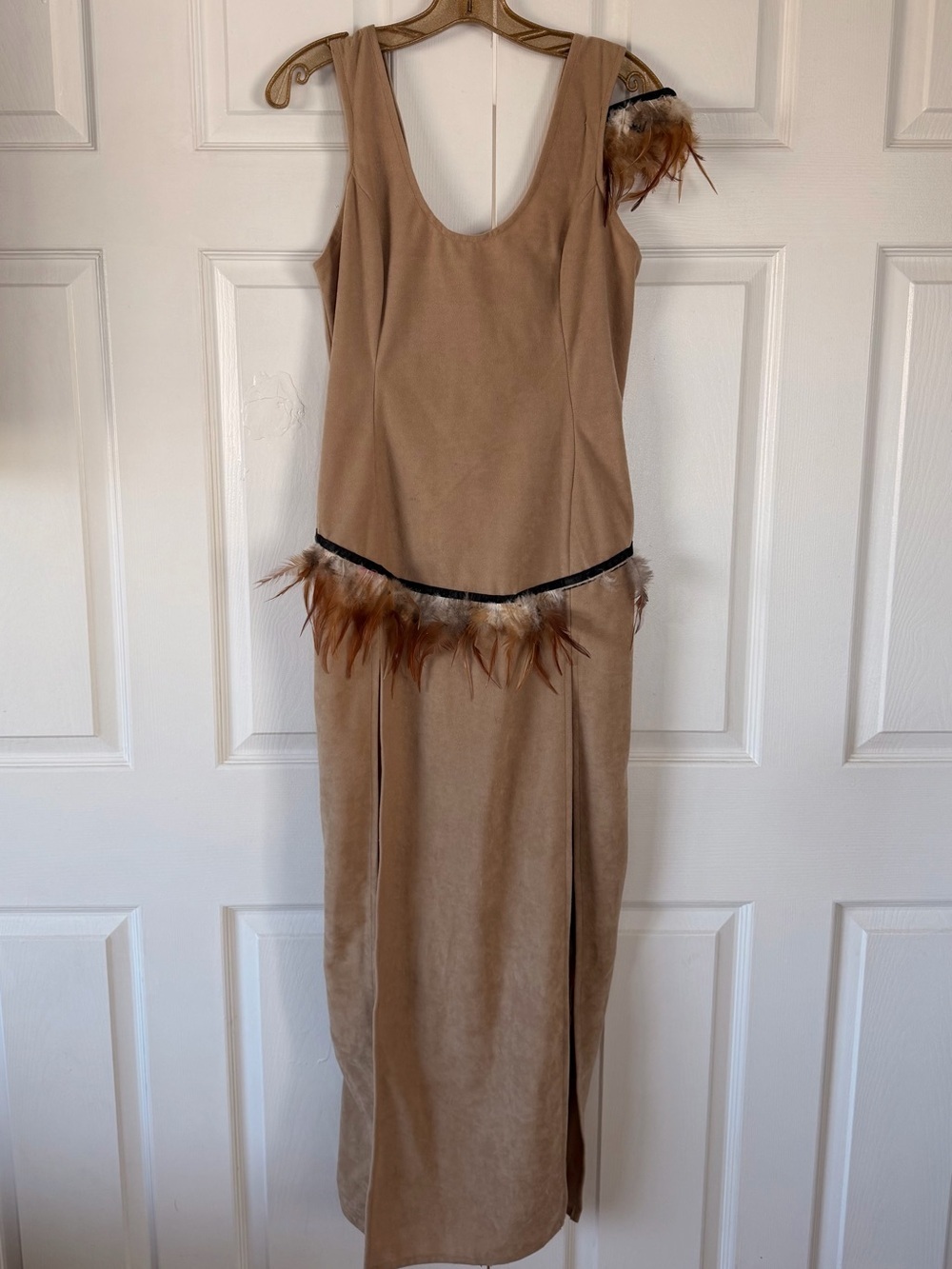 Cinema Secrets Tan Feather-Trim